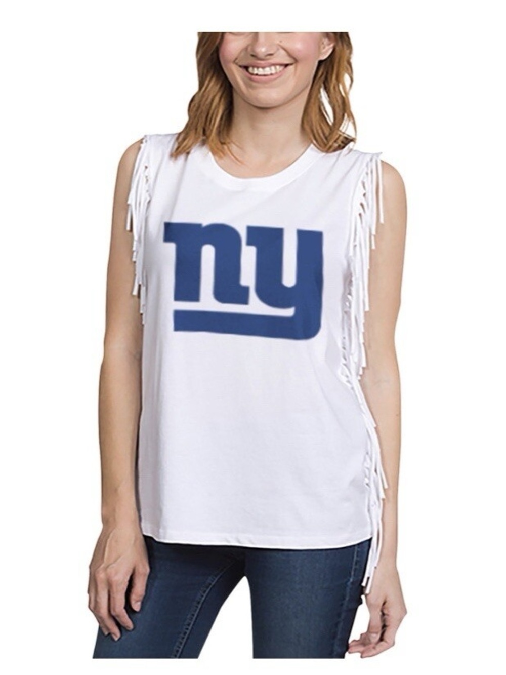 Junk Food Clothing White NFL NY Giants Logo with Fringe